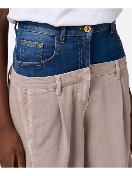 CARGO PANTS WITH DENIM POCKET ELISABETTA FRANCHI | PJ92D51E2DL8 blue vintage/greige